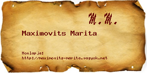 Maximovits Marita névjegykártya